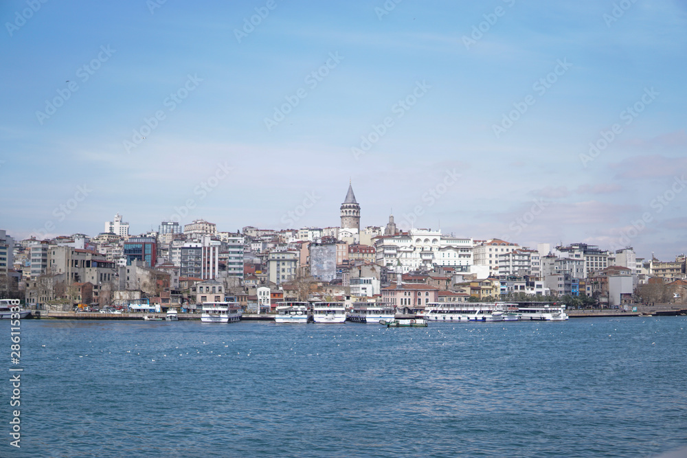 view of istanbul blue sea sky and city
