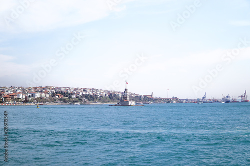 lighthouse on the blue sea in istanbul