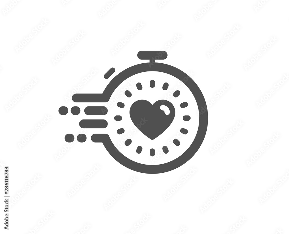 Time management sign. Timer icon. Stopwatch with heart symbol. Classic flat style. Simple timer icon. Vector Time management sign. Timer icon. Stopwatch with heart symbol. Classic flat style. Simple timer icon. Vector