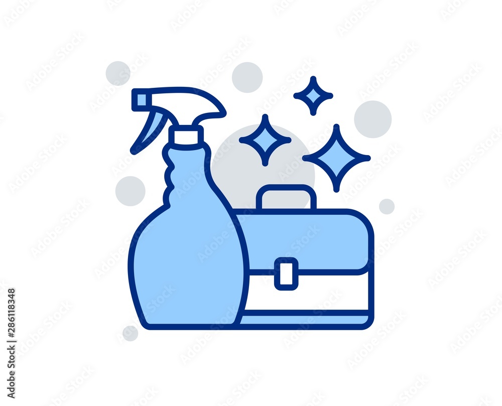 Cleaning spray line icon. Washing liquid or Cleanser symbol. Housekeeping service sign. Linear design sign. Colorful cleanser spray icon. Vector Cleaning spray line icon. Washing liquid or Cleanser symbol. Housekeeping service sign. Linear design sign. Colorful cleanser spray icon. Vector