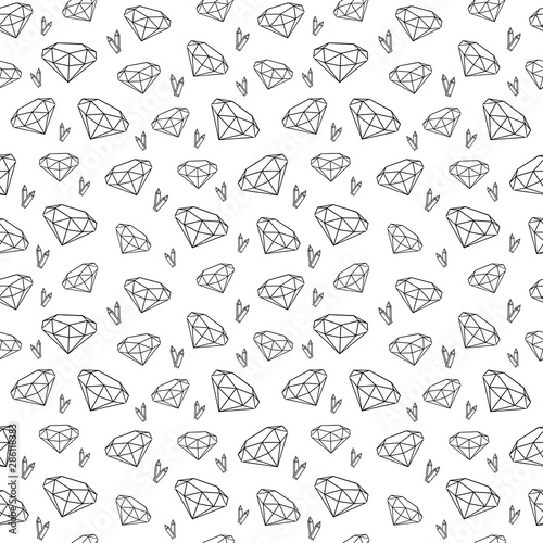 Beautiful vector seamless pattern with big and little diamond on a white isolated background.