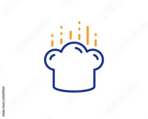 Chef sign. Cooking hat line icon. Food preparation symbol. Colorful outline concept. Blue and orange thin line cooking hat icon. Vector