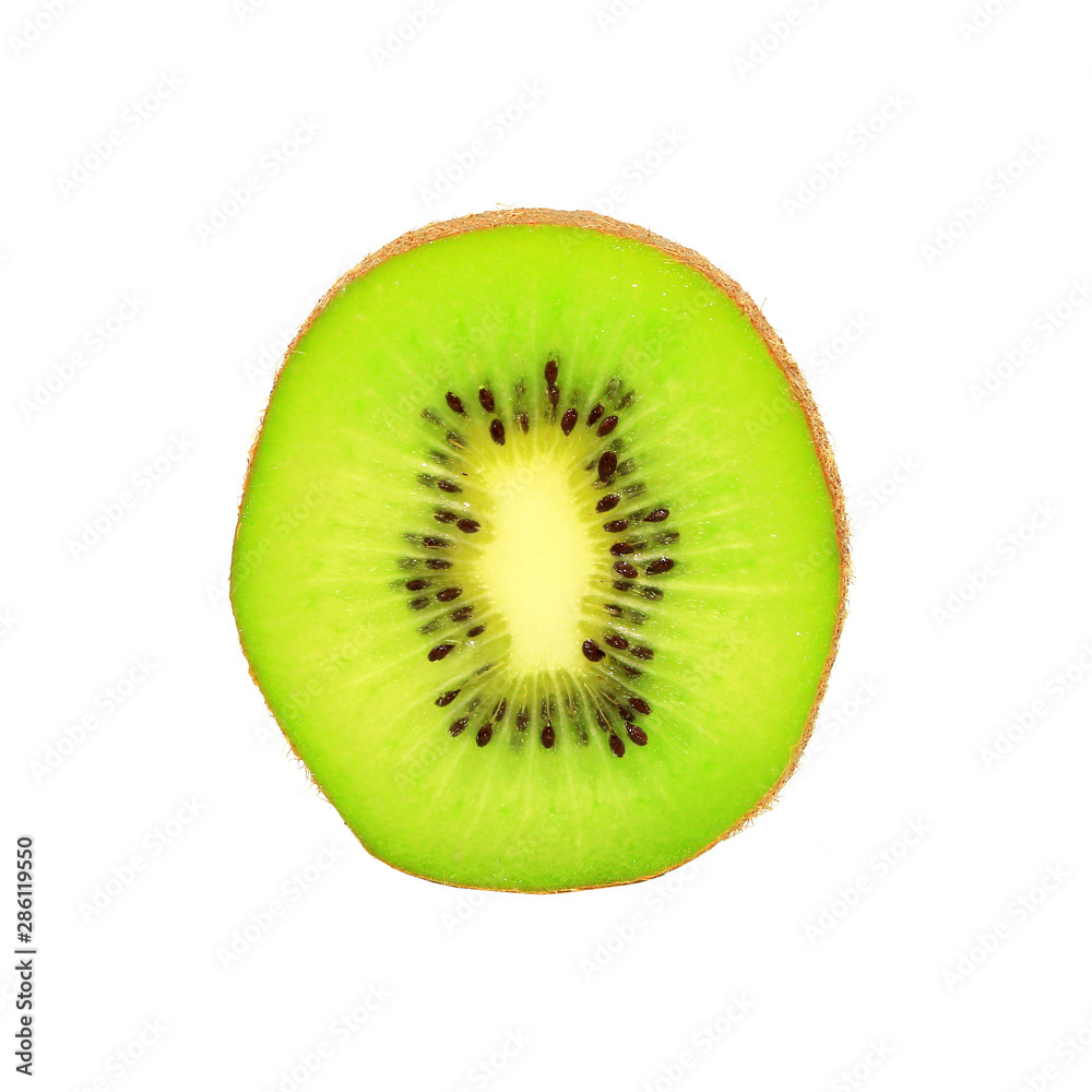 Close-up slice ripe kiwi fruits isolated on white background. Healthy fruits concept. Close-up slice ripe kiwi fruits isolated on white background. Healthy fruits concept.