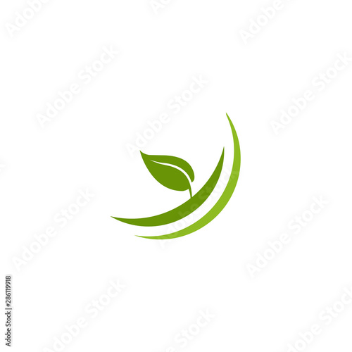Green leaf icon logo design vector template