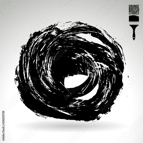 Black brush stroke and texture. Grunge vector abstract hand - painted element. Underline and border design.