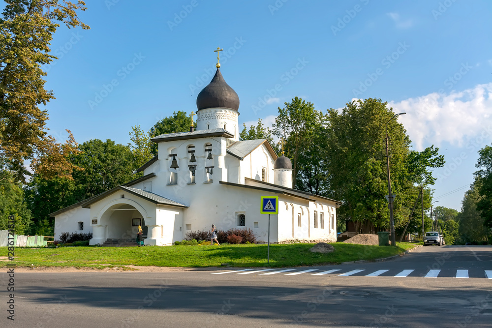Church of the Resurrection from the Stadium. Orthodox Church in Pskov.