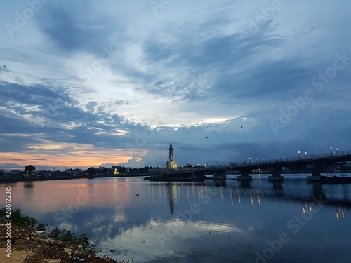 sunset over river