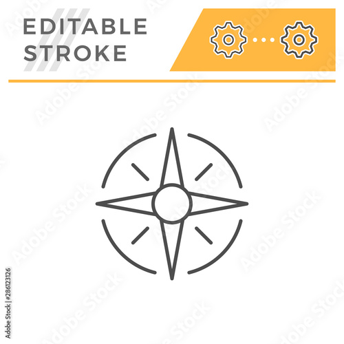 Wind rose editable stroke line icon