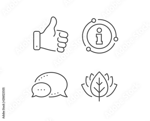 Like hand line icon. Chat bubble, info sign elements. Thumbs up finger sign. Gesture symbol. Linear like hand outline icon. Information bubble. Vector