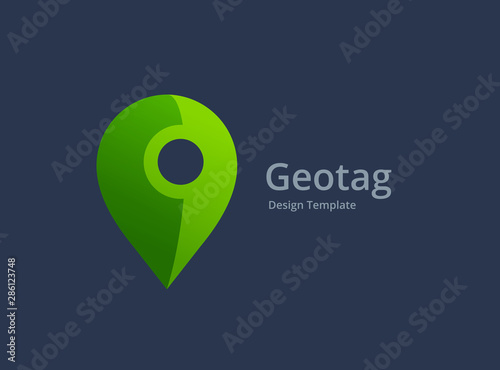 Geotag with eco leaves or location pin logo icon design