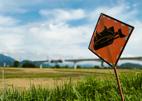 Symbol signs alert to the construction area photo