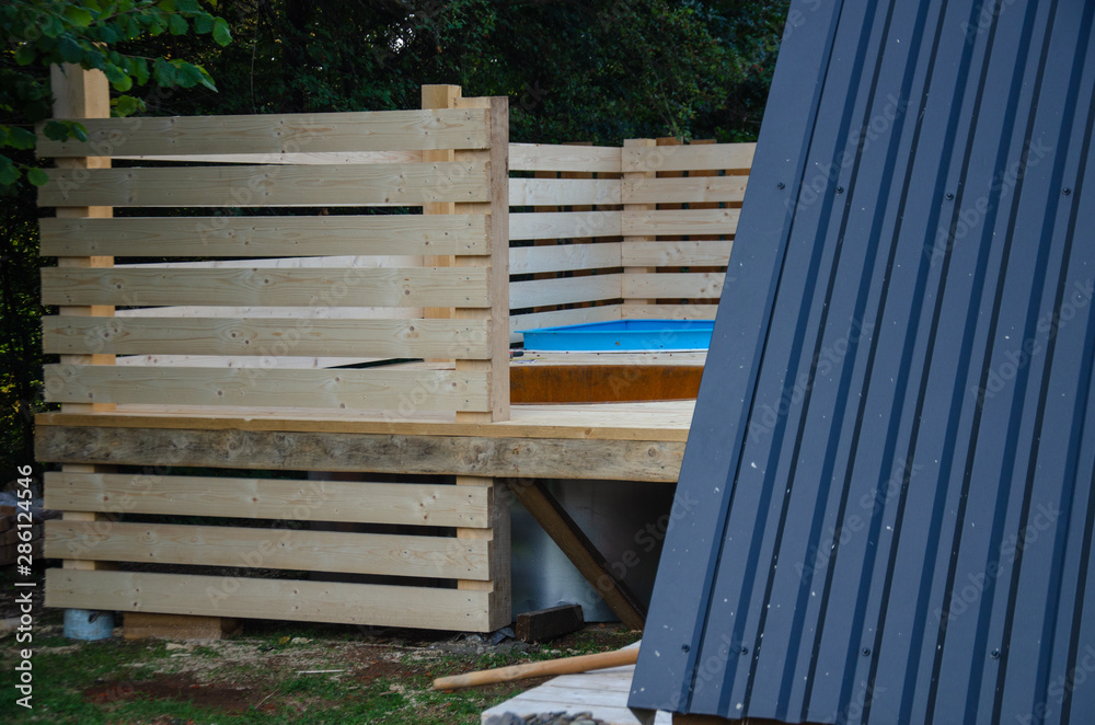 Naklejka premium wood processing outdoors