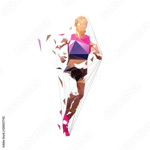 Running woman, abstract geometric vector illustration. Run