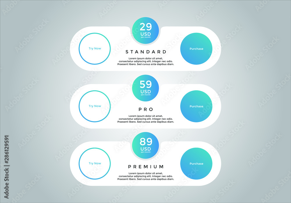 set of pricing table, order, box, button, list for web set of pricing table, order, box, button, list for web