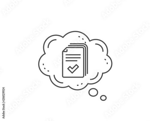 Handout line icon. Chat bubble design. Documents example sign. Outline concept. Thin line handout icon. Vector