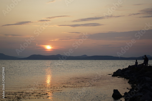 Balatonlelle Hungary Europe summer sunset over the lake