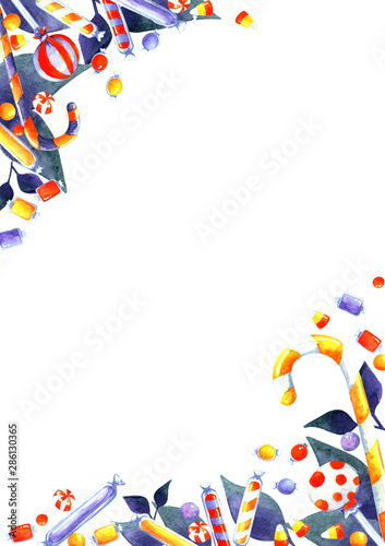 Halloween candy sweet watercolor hand painting for decoration on halloween festival.