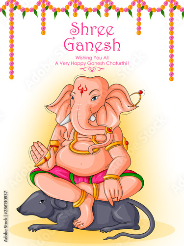 Lord Ganpati in vector for Happy Ganesh Chaturthi festival celebration of India