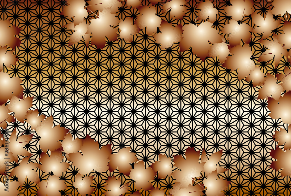 Background Wallpaper Vector Illustration Design Image Japan China Asia Free Size 背景 壁紙 ベクター イラスト デザイン 無料 無料素材 バックグラウンド フリー素材 イメージ 和風素材 日本 麻葉紋様 楓 紅葉 秋 落葉 カエデ 無料素材 コピー