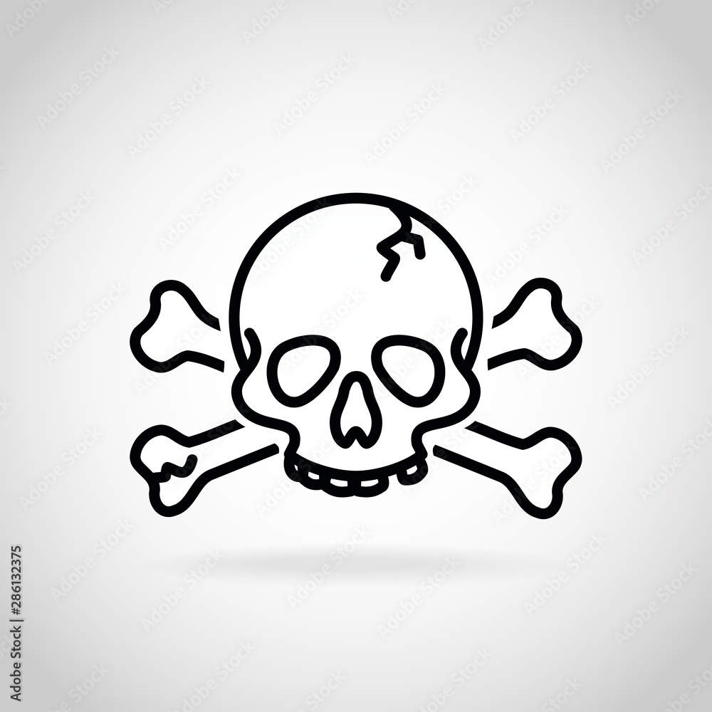 Skull, jolly roger, poison, piracy sign, danger sign, icon vector