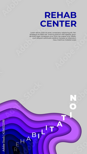 Rehabilitation vector template. Psychotherapy, rehab. Rehabilitation of drug addicts, alcoholics. Brochure template design. Health center. Business brochure flyer design layout. Health care
