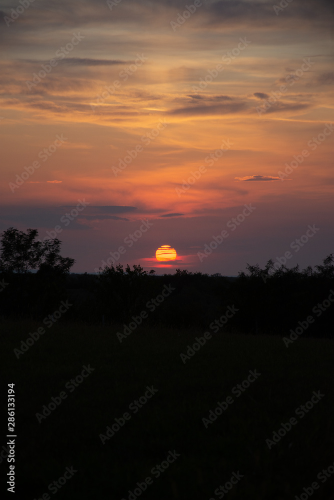 Sunset landscape in Somcuta Mare,Maramures,ROMANIA ,2019