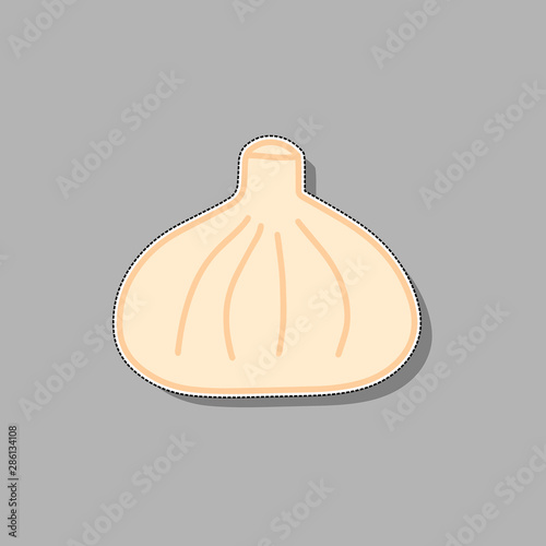 Khinkali dishes traditional Georgian cuisine hand drawn vector logo sticker in cartoon style
