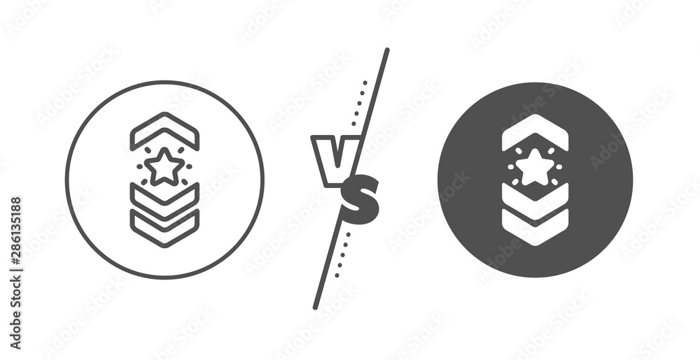 Star award sign. Versus concept. Shoulder strap stars line icon. Best rank symbol. Line vs classic shoulder strap icon. Vector Star award sign. Versus concept. Shoulder strap stars line icon. Best rank symbol. Line vs classic shoulder strap icon. Vector