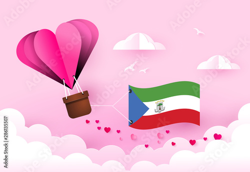 Heart air balloon with Flag of Equatorial Guinea for independence day or something similar