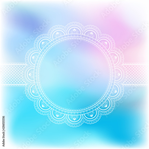 Blurred pastel background with decorative pattern in ethnic oriental style on for greeting card, invitation or announcement
