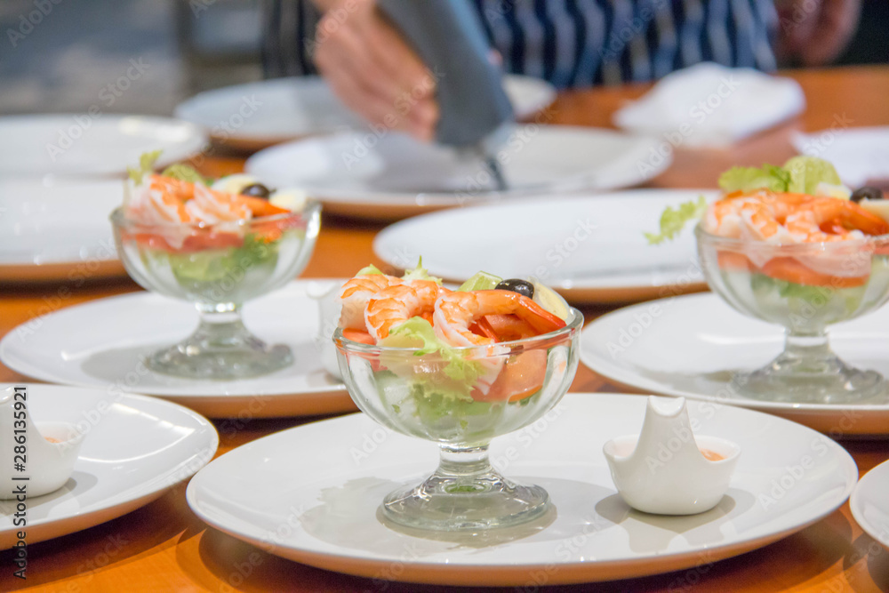 delicious shrimp cocktail salad in glass delicious shrimp cocktail salad in glass