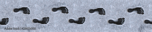 Barfuss Fussspuren im Schnee