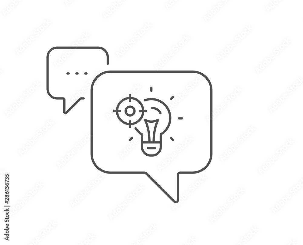 Seo idea line icon. Chat bubble design. Web targeting sign. Traffic management symbol. Outline concept. Thin line seo idea icon. Vector Seo idea line icon. Chat bubble design. Web targeting sign. Traffic management symbol. Outline concept. Thin line seo idea icon. Vector