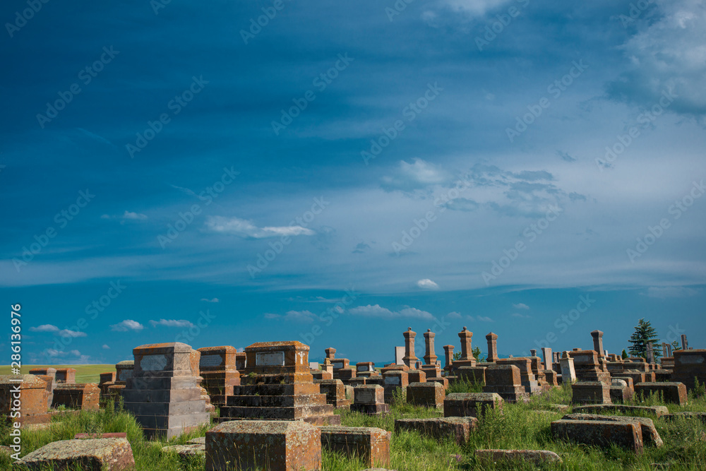 the ancient cemetery in noratus, armenia