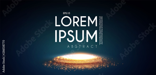 Shining emty podium with gold particles. Adverising elegant design template. Shinig stage,