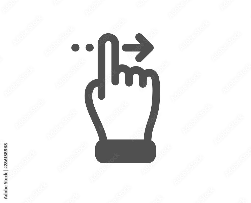 Slide right arrow sign. Touchscreen gesture icon. Swipe action symbol. Classic flat style. Simple touchscreen gesture icon. Vector Slide right arrow sign. Touchscreen gesture icon. Swipe action symbol. Classic flat style. Simple touchscreen gesture icon. Vector