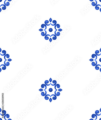 Watercolor delft blue style pattern