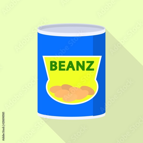 Beans tin can icon. Flat illustration of beans tin can vector icon for web design