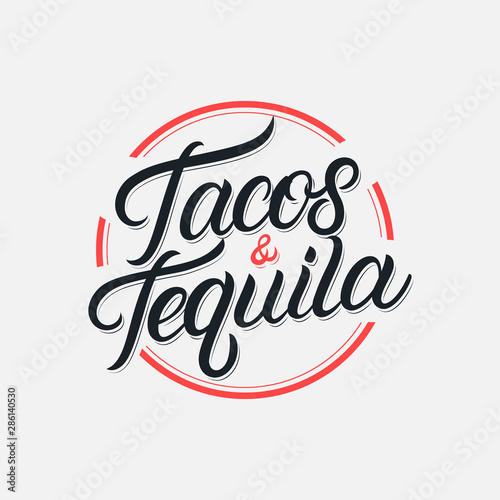 Tacos and Tequila lettering logo