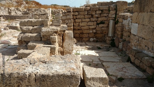 Ruins from the ancient city of Caesarea, in  Israel.