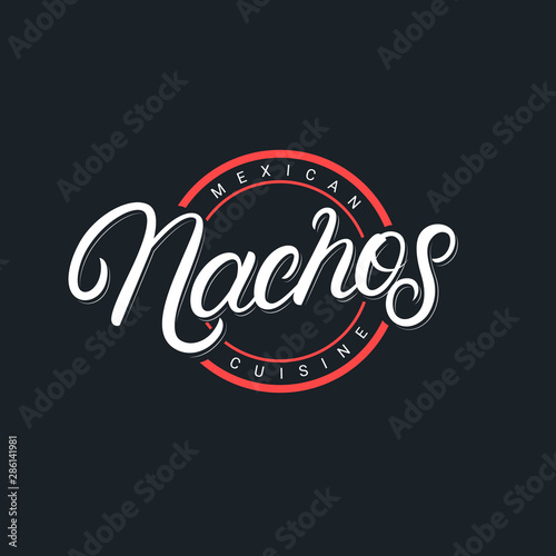 Nachos hand written lettering logo