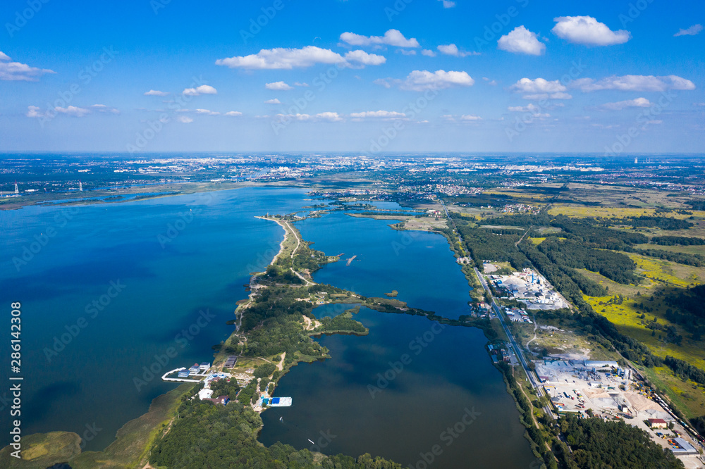 Aerial view of the Blue Lakes in Kaliningrad, Russia Aerial view of the Blue Lakes in Kaliningrad, Russia