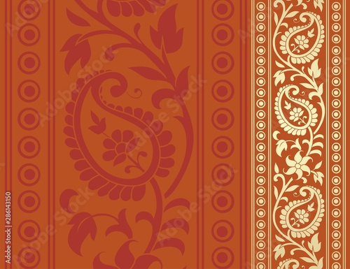 traditional paisley floral pattern , wedding template , Rajasthan, royal India