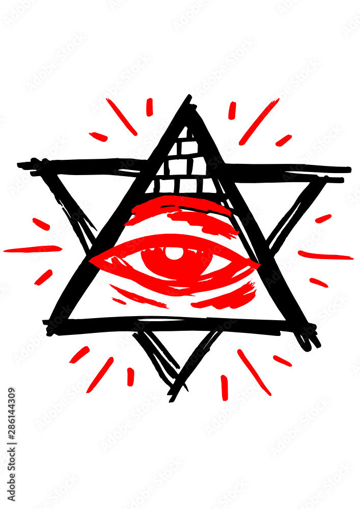 Illuminati Freimaurer Allsehendes Auge Symbol Icon Logo Stock-Vektorgrafik  | Adobe Stock