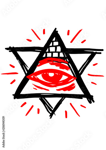 Illuminati Freimaurer Allsehendes Auge Symbol Icon Logo photo
