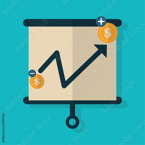 board presentation chart report finance icons flat design