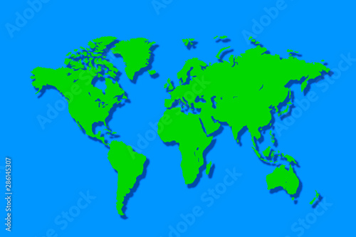 World Map Over the Blue Background