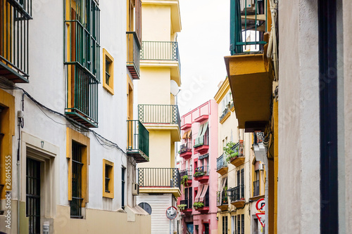 Andalusian style building in Sevilla city, Spain