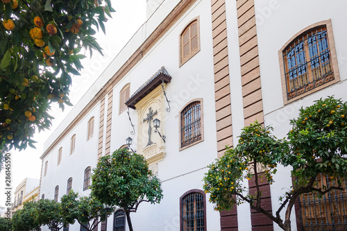 Andalusian style building in Sevilla city, Spain