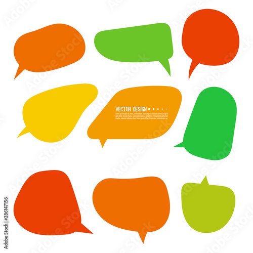 Set of bright varied speech bubbles. Empty cartoon vector frames, text box for conversation.